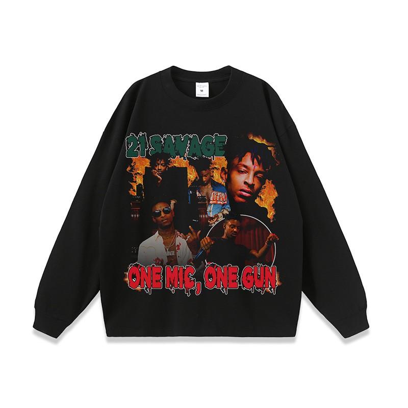 Unisex Oversized Long Sleeve Tee With Vintage Rap Artist Print Soft Washed Cotton Relaxed Fit Daily Wear
