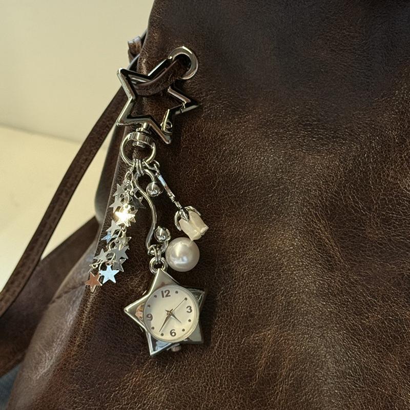 Retro Star Watch Keychain Y2K Carabiner Pendant Couple'S Bag Charms Hangings Ornament Accessories