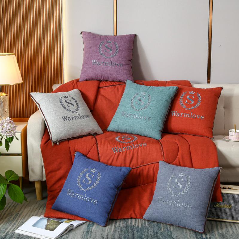 Four Seasons Pillow Blanket: Dual-Use Backrest Cushion for Car, Office & Bedside