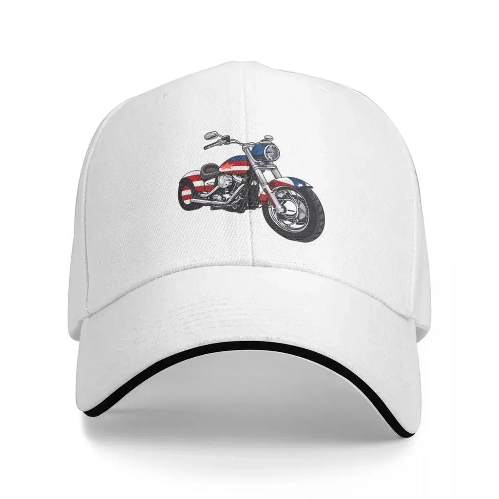 Motorcycle and American Flag Baseball Cap Uv Protection Solar Hat Streetwear summer hat Hats For Women Unisexs