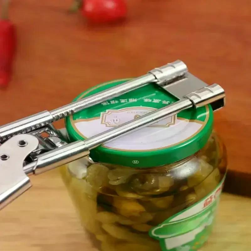 Stainless Steel Can Opener Adjustable Multi Function Labor Saving Bottle Jar Can Opener Easy Grip Kitchen Tool Accessories