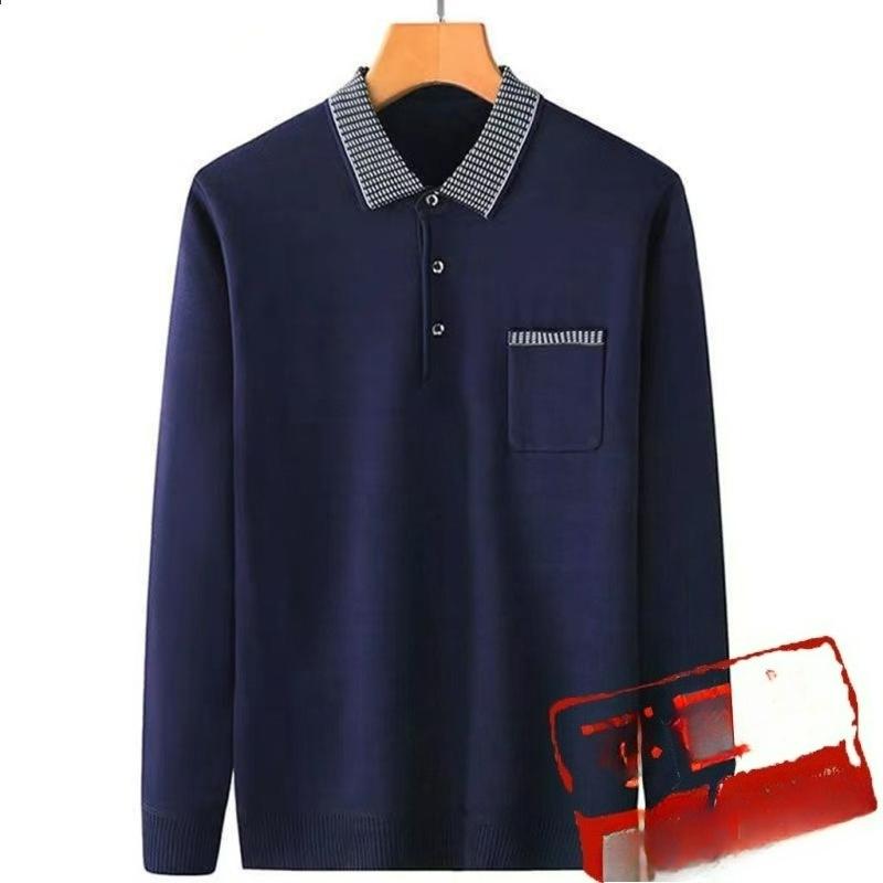 Dad Long-sleeved T-shirt Men's Spring Loose Top Lapel Polo Bottoming Shirt