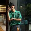 Men's Slim Fit Summer Polo Shirt - Korean Style, Solid Color, Casual Short-Sleeve Knitted Top