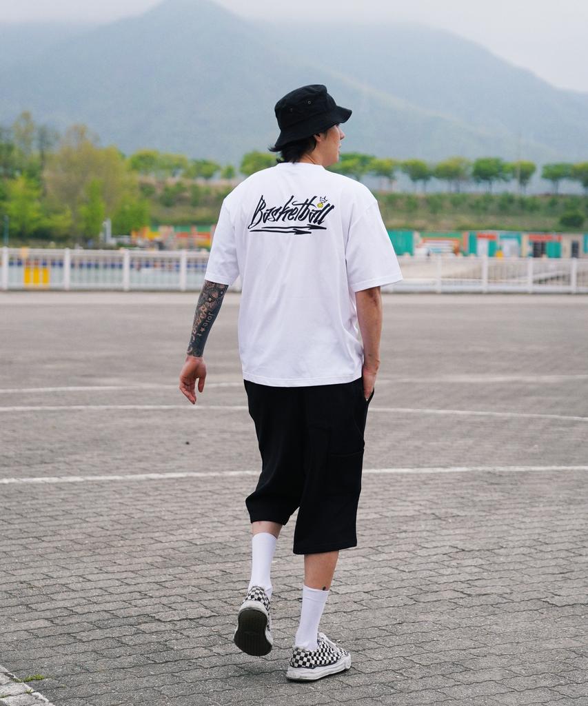 CREAM SODA LAB Basketball Short Sleeve T-Shirt Oversized White Black