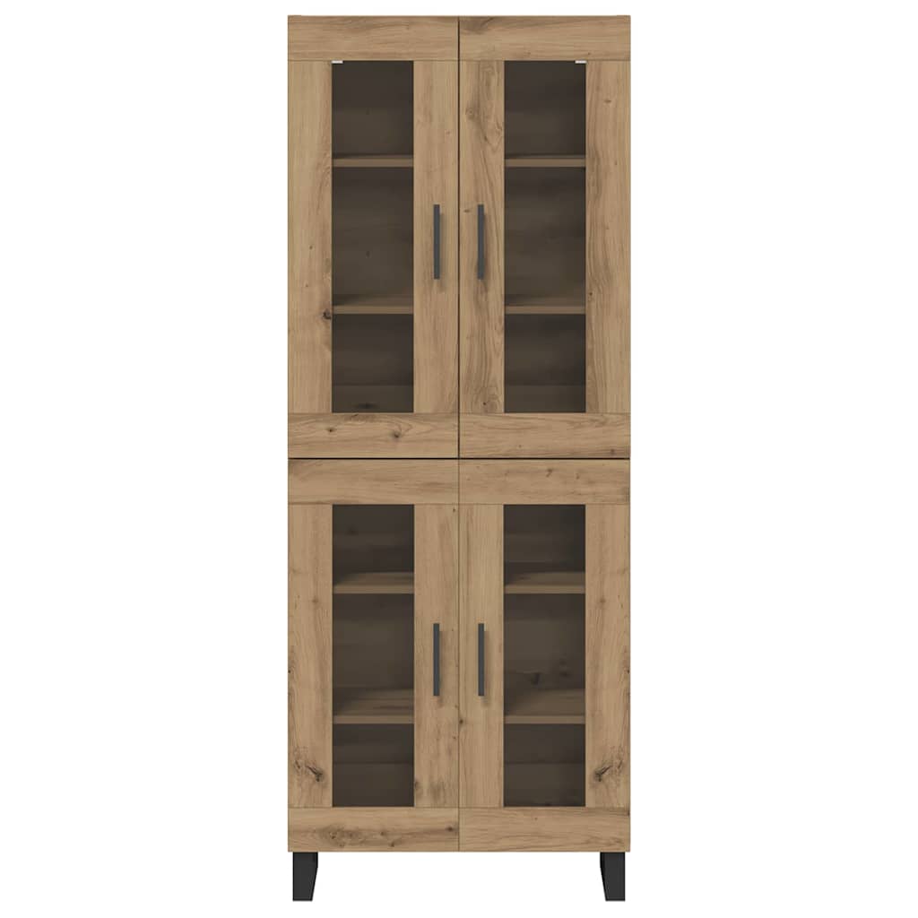 Highboard 2 pcs Artisan Oak Engineered Wood and Glass