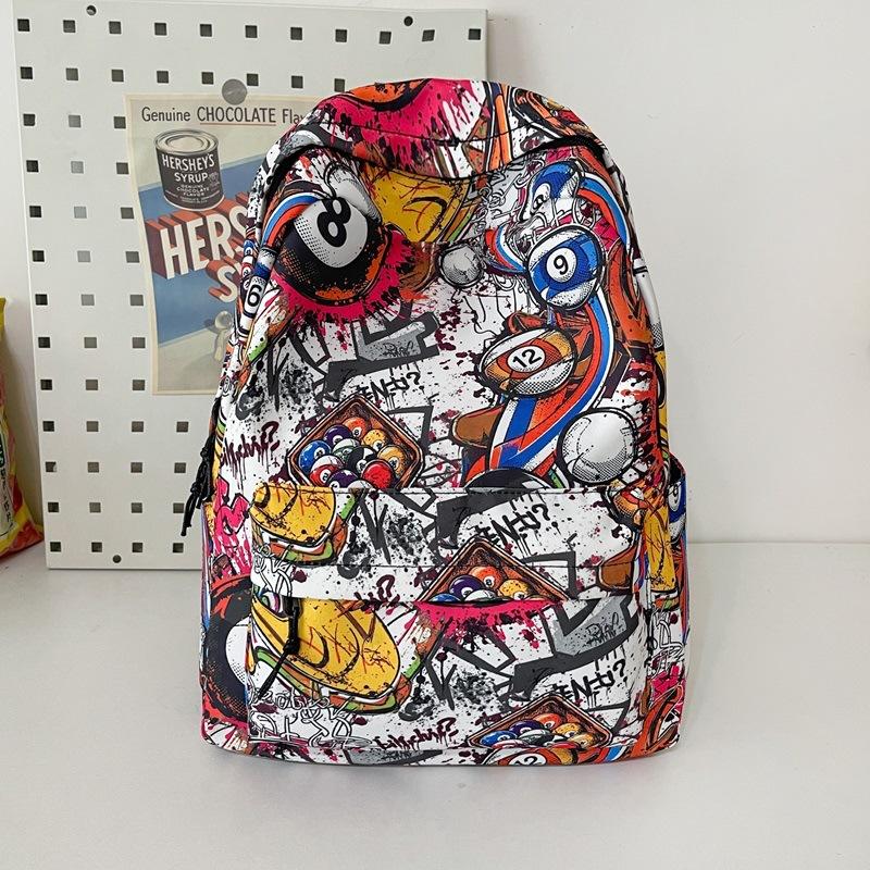 Schulrucksack Amerikanische Persönlichkeit Graffiti Rucksack ins High-School-Schüler College-Student Klasse Schultasche Trendig Mode Große Kapazität Rucksack