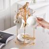 Estante para Tazas de Café de Hierro Forjado Chapado en Oro con Soportes de Acero Inoxidable para 6 Tazas y Platillos