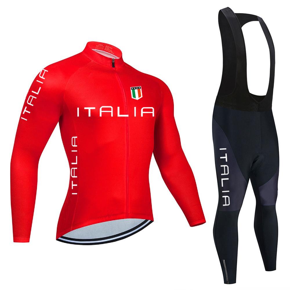 ITALIA Neues Pro Team Atmungsaktives Langarm Herren Fahrradtrikot Set MTB Fahrradbekleidung Herbst Fahrradkleidung Maillot Ropa Ciclismo