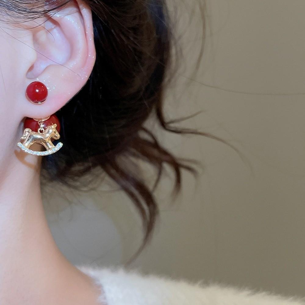 Chinese Horse New Year Zodiac Horse Earrings Fashion Jewelry Drop Earrings New Year Gift