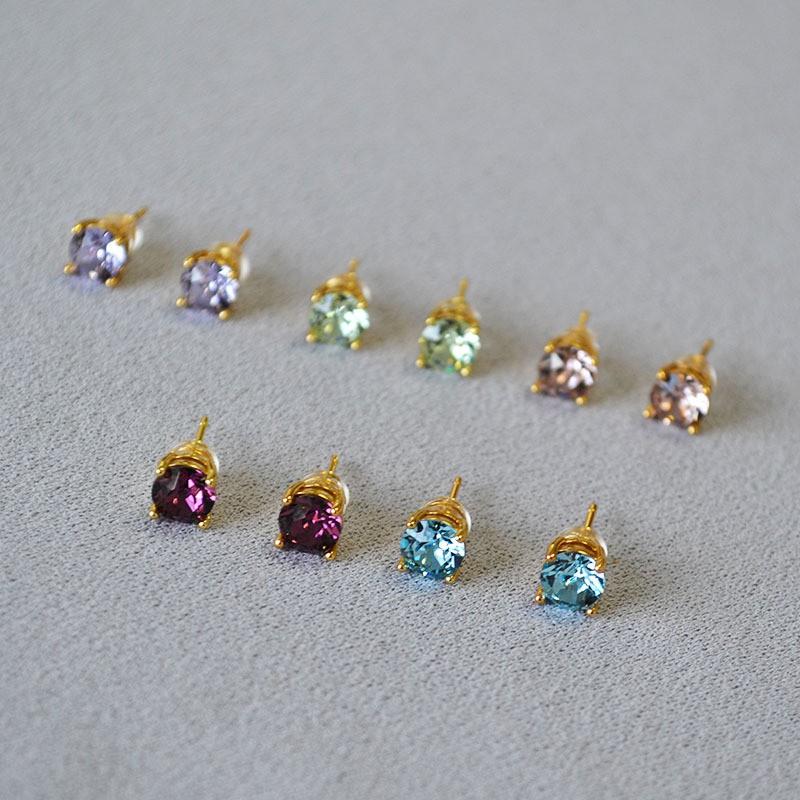 Stylish Colorful Crystal Rhinestone Stud Earrings Women Minimalist Chic Daily Wear
