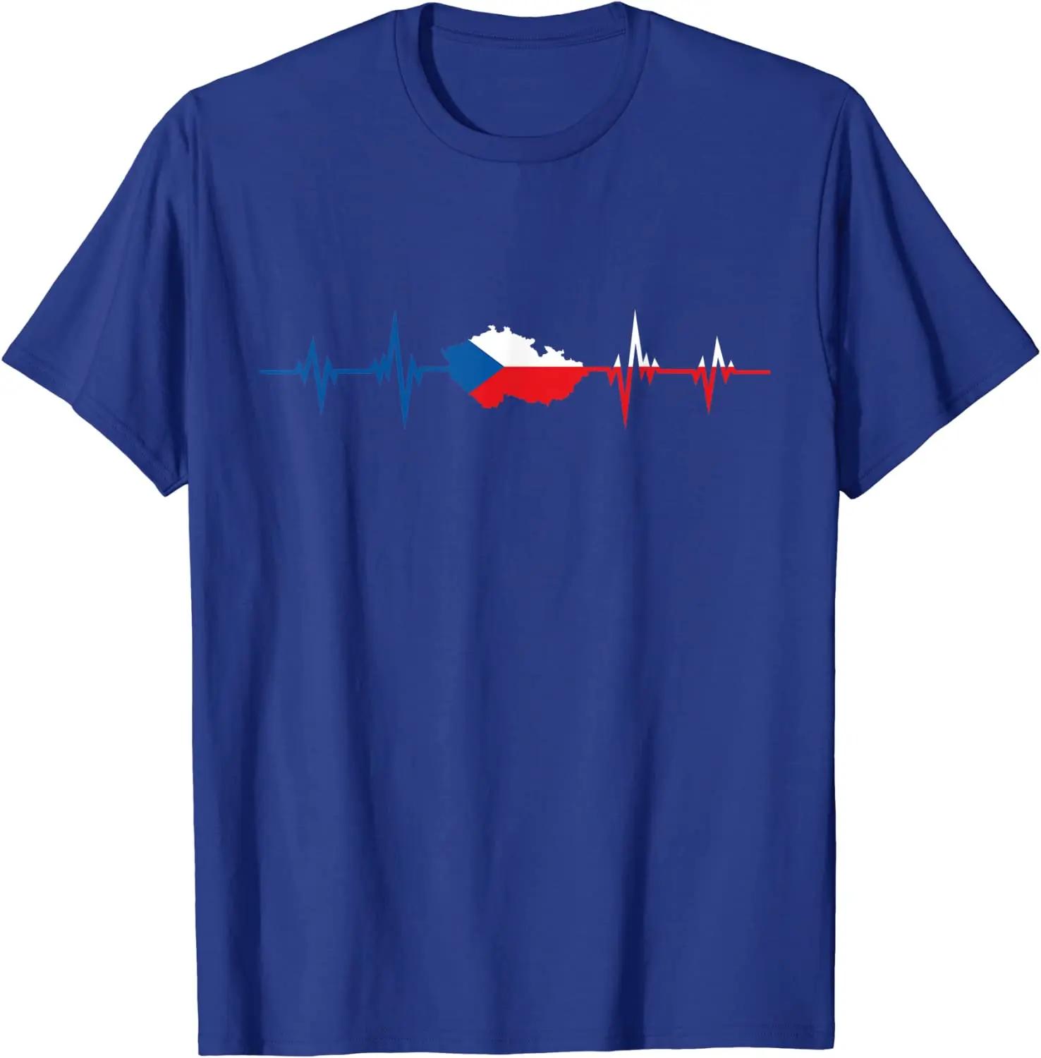 Heartbeat Czech Flag Czech Republic Men TShirt Short Sleeve Casual 100 Cotton ONeck Summer T Shirts S
