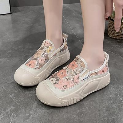 Sequin Floral Casual Shoes for Women Sneakers Spring Soft Bottom Mesh Women Breathable Modern Shoes Outdoor Slip-On Women Shoes