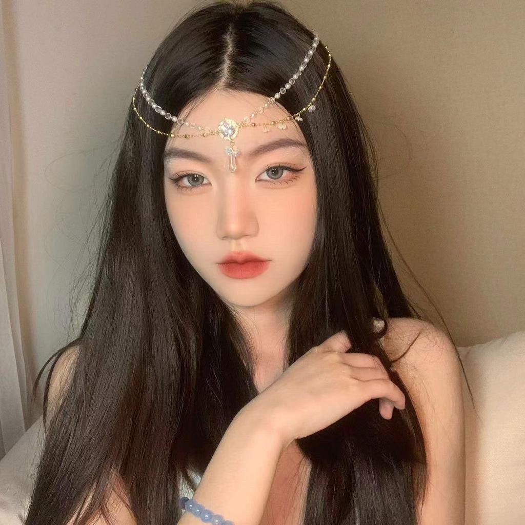 Bohemian Princess Tassel Forehead Pendant - Exotic Ethnic Style Hair Accessory