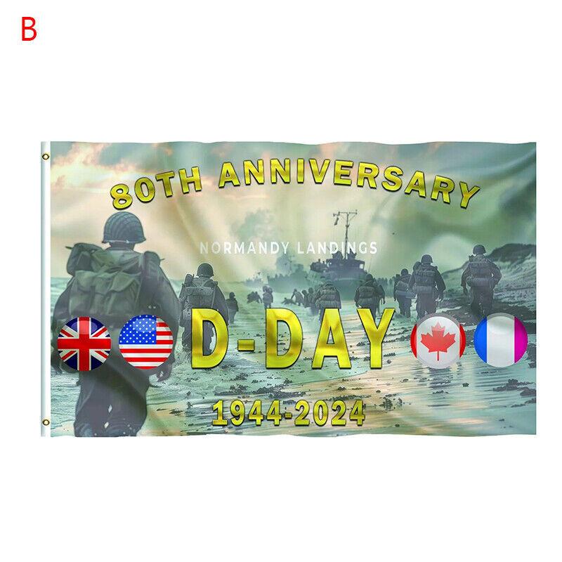 Gedenk-D-Day-Flagge aus Polyesterstoff für die 80. Jahrestagsfeier