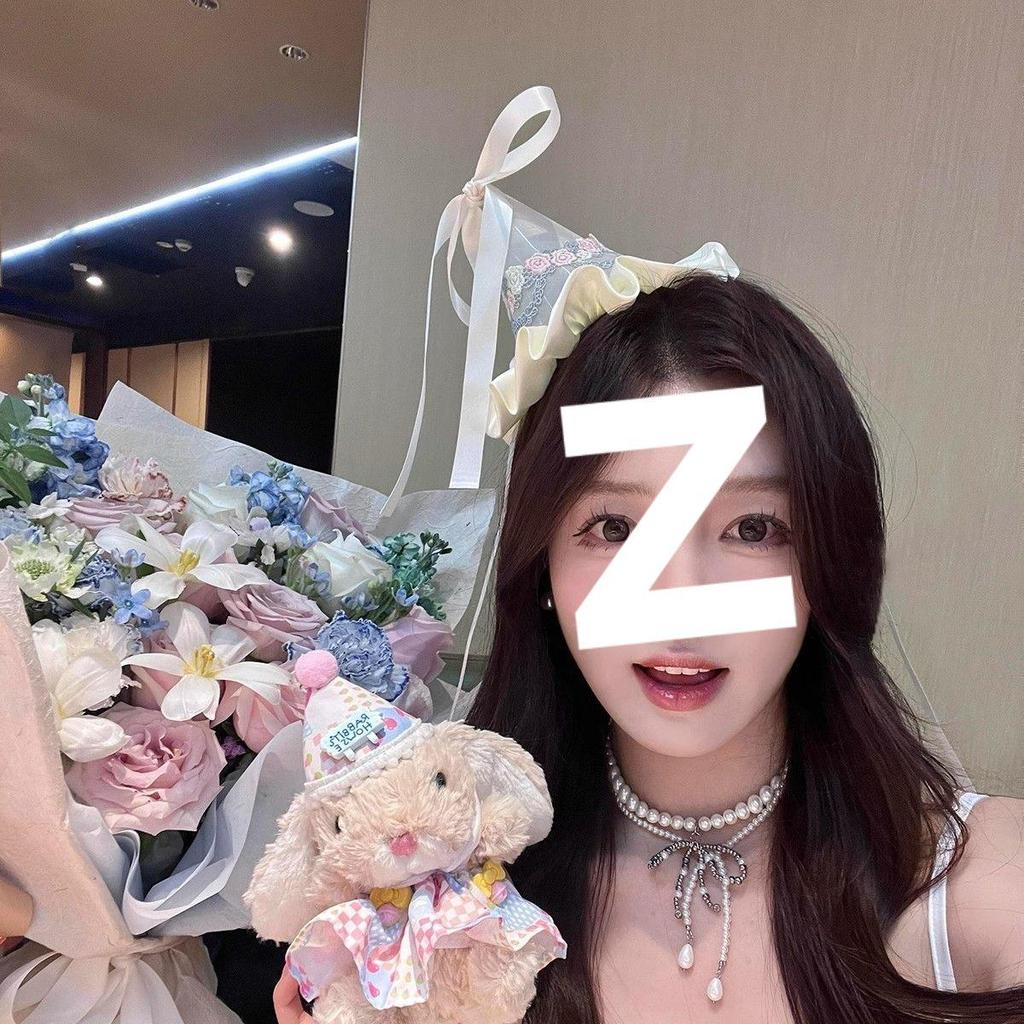 Francouzská vyšívaná narozeninová mašle sponka do vlasů - Sladký dívčí fotografický rekvizitní doplněk