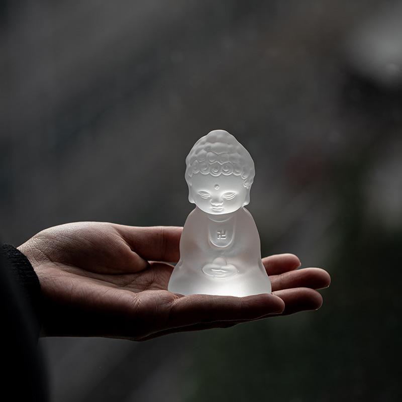 Ch'An Buddha Glass Ornaments Tea Table Decorations Tea Ceremony Accessories Small Buddha Statue Tranquil Spirit Tea Pets