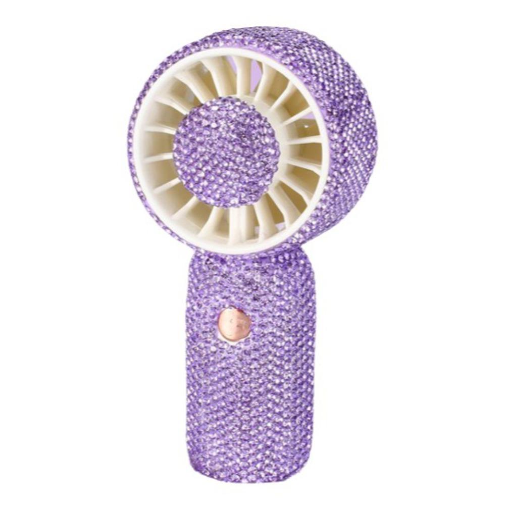 Sparkling Mini Cooling Fan 3 Gears Portable Hand Fan Stylish Rhinestone Handheld Fan Office