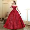 Golden evening dress women's 1011 new atmospheric stage performance tutu skirt long host company annual meeting dress