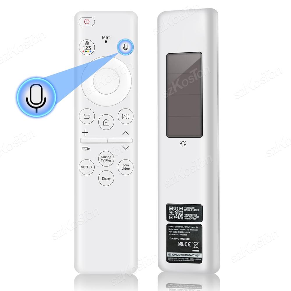 

BN59-01432A Solar Charging Voice Remote for Samsung Smart TV Replacement Remote Control for Samsung TV 2024 Model Neo QLED HDR білий
