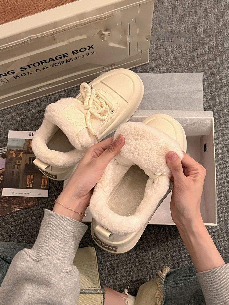 Fleece Little White Shoes Women's Winter Versatile Platform Niche Casual Board Shoes 2025 New Internet Celebrity Sports Cotton Shoes