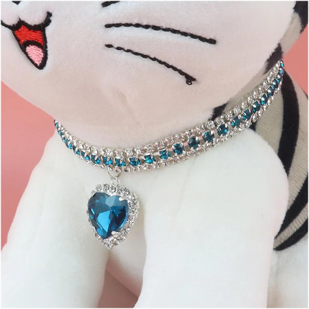 Cute Cat Collar Beauty Rhinestones Love Puppy Pet Dog Cat Necklace Cat Collar Accessories for Kitten Cat Diamond Collar Necklace