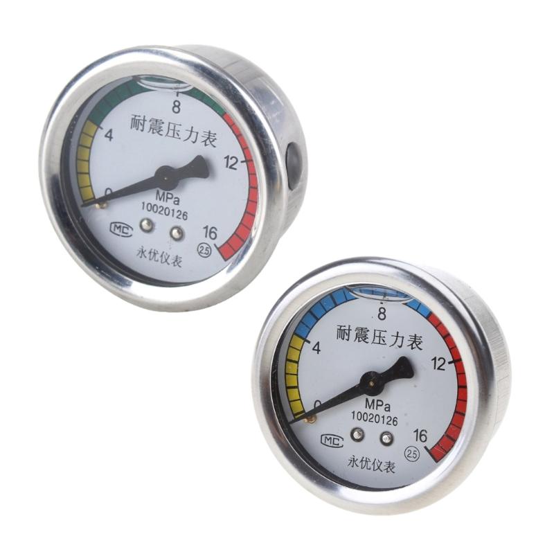 High Pressure Gauge with 14mm Outer Thread Metal Pressure Gauge Anti-knock Pressure Gauge Measuring Range 0-16 MPa