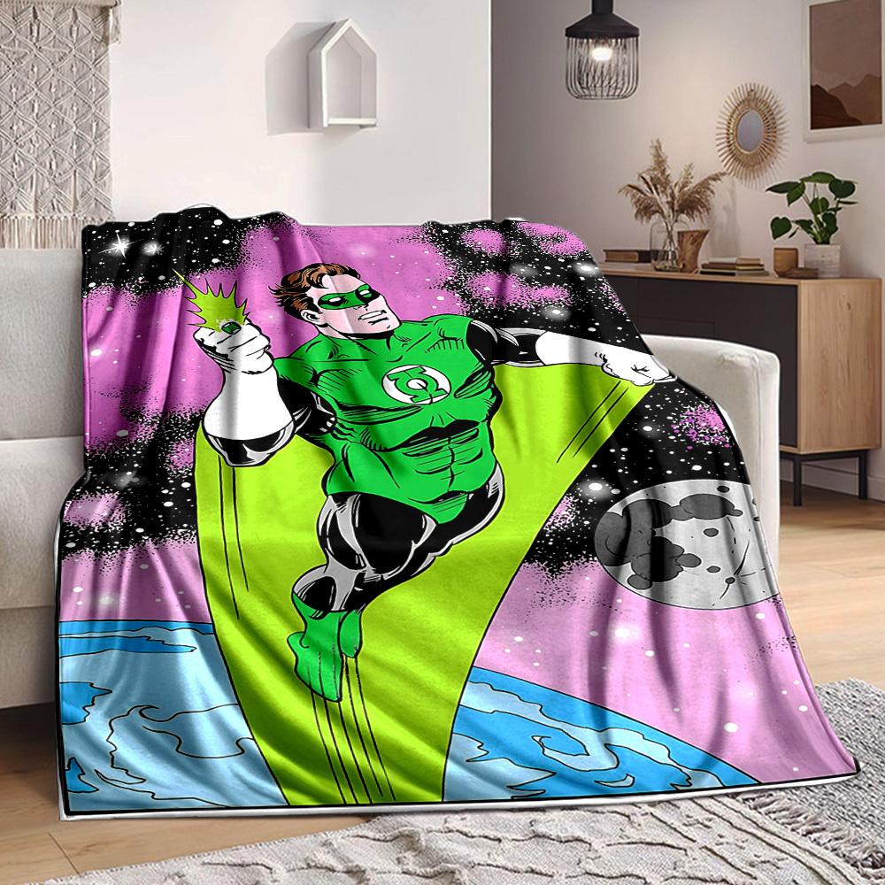 1 Stück Green Lantern Decke Polyesterfaser, Ganzjahreskomfort für Sofa, Bett, Büro, Auto, Camping, Ideale Heimdekoration & Geschenk, Bürokomfort