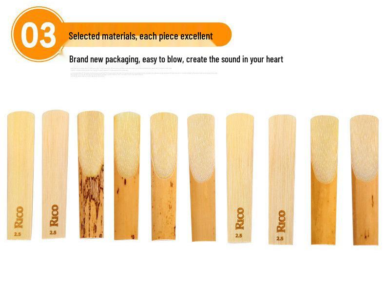 Genuine RICO B-flat Alto Saxophone Reeds, Strengths 1.5-3.0, Yellow-Orange Box, 10-Pack
