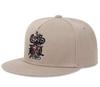 Sproutsy Men's Flower Rose Unisex Flat Visor Hat in Beige with Skull and Skeleton Design