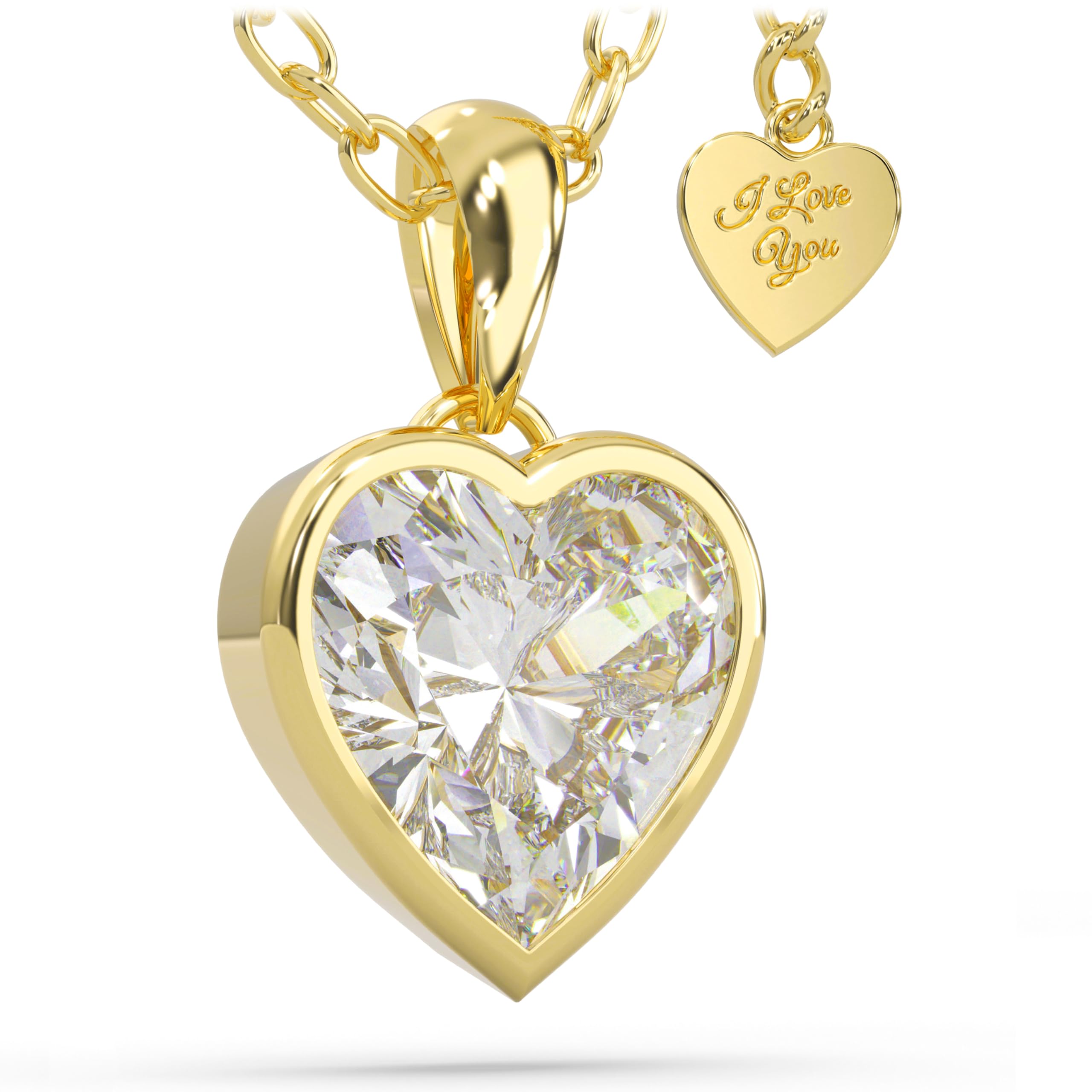 

Gold Necklace Heart 925 Sterling Silver 18 Carat Women Gold Necklace Golden Pendant Gift Box Day [SERASAR] Women s Mother s золотий