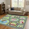 City Street Road Traffic Race Track Child Interaction Game Cartoon Living Room Kid Playroom Non-Slip Area Rug Carpet for Bedroom
