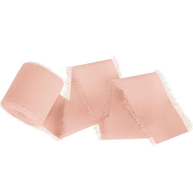 Ribbon for Wedding Invitation Bridal Bouquets Decor Gift Wrap, 1.57InX5.46Yd Handmade Fringe Silk Ribbon
