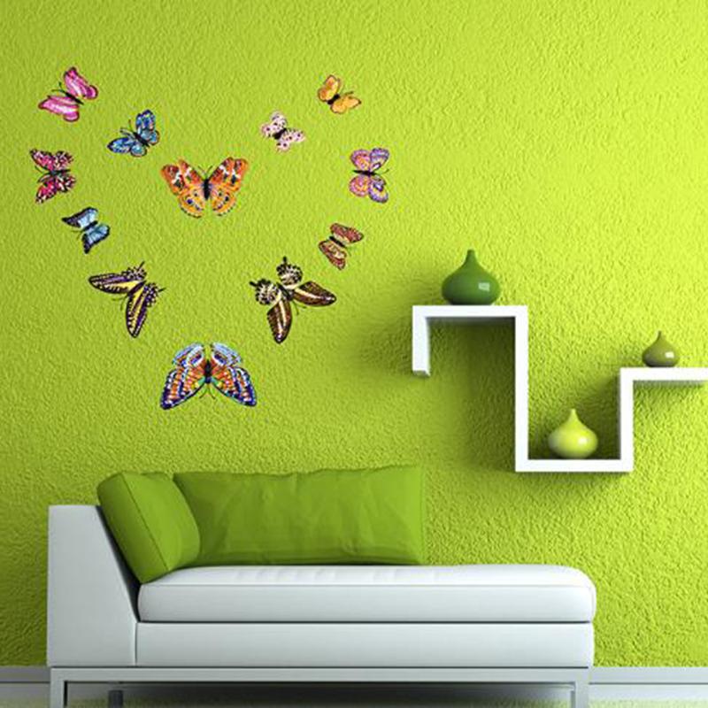 Butterfly Wall Stickers Office Living Room 12pcs Mirror Set Background