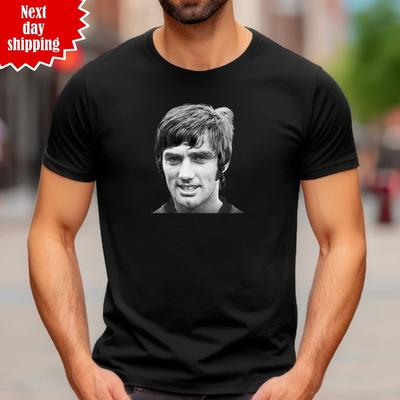 T-shirt George Best Leggenda del Calcio United Irlanda Stampata Uomo Cotone Puro Top