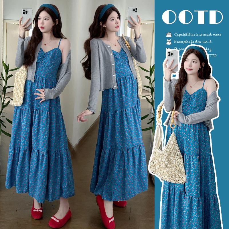 2026 Spring/Summer Floral Camisole Dress & Knit Cardigan Set M