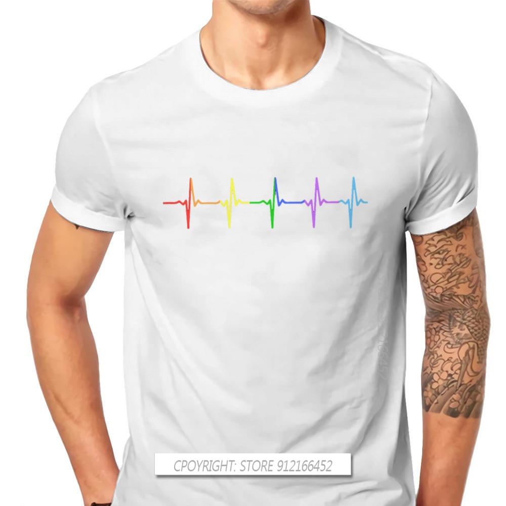 Rainbow Pulse Hearbeat Style TShirt LGBT Pride Month Lesbian Gay Bisexual Transgender Gift Clothes Basic T-Shirt Stuff