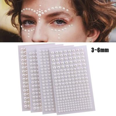 Mix 3mm/4mm/5mm/6mm Pearls Stickers Pearls Face Pearls Stickers  for Hair Face Makeup