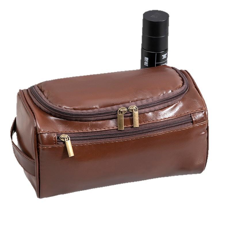 Leather Toiletry Bag Men Women Hanging Toiletry Bag Traveling Large Capacity Bag Portable Business Travel Storage Bag Waterproof Makeup Bag
