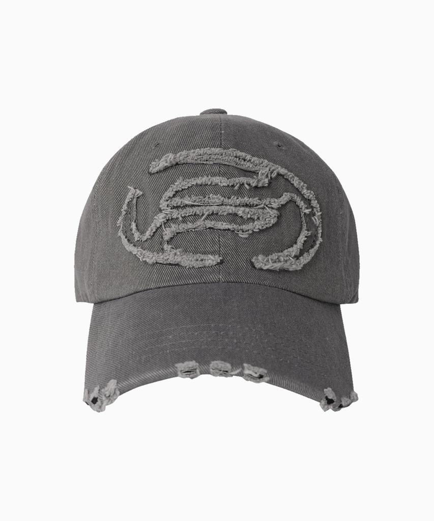 FREEMARIO Applique Damaged Ball Cap [Charcoal]