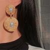 Retro Irregular Imitation Pearl Ear Clips Women  Exaggerated Long Large Earrings