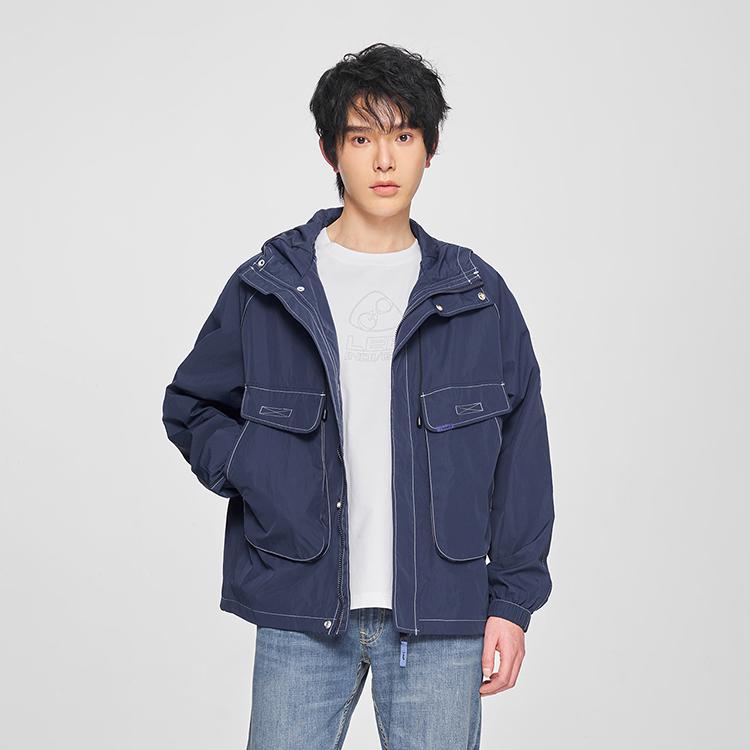 25 Mall Style New Comfortable Version Hooded Long Sleeve Jacket Men jackets Dark-Blue LMT010102204586A05179