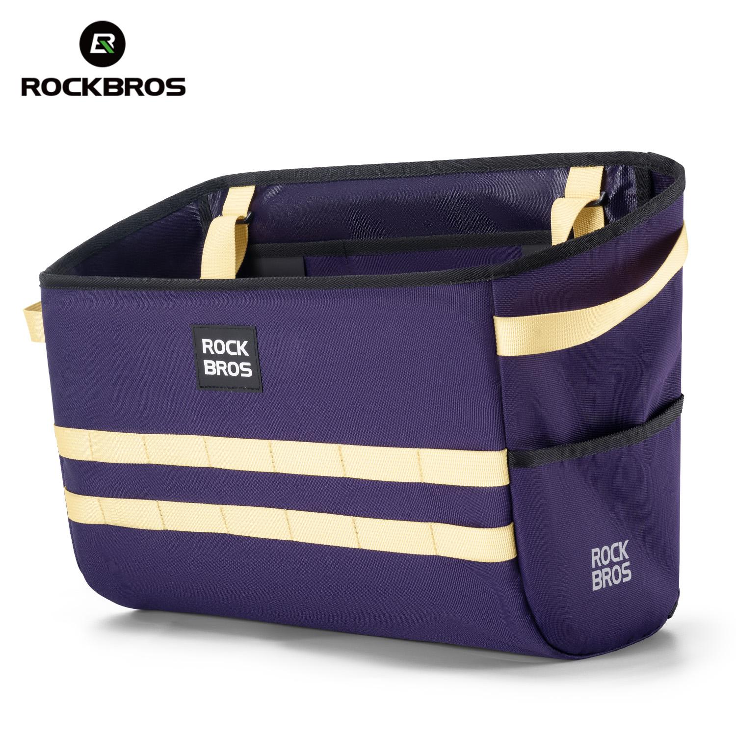 Rockbros Bicycle Front Basket 16L Vegetable Basket Bag For Brompton Quick-Release Pet Bag Handlebar Tube Hanging Bag Bike about 16L