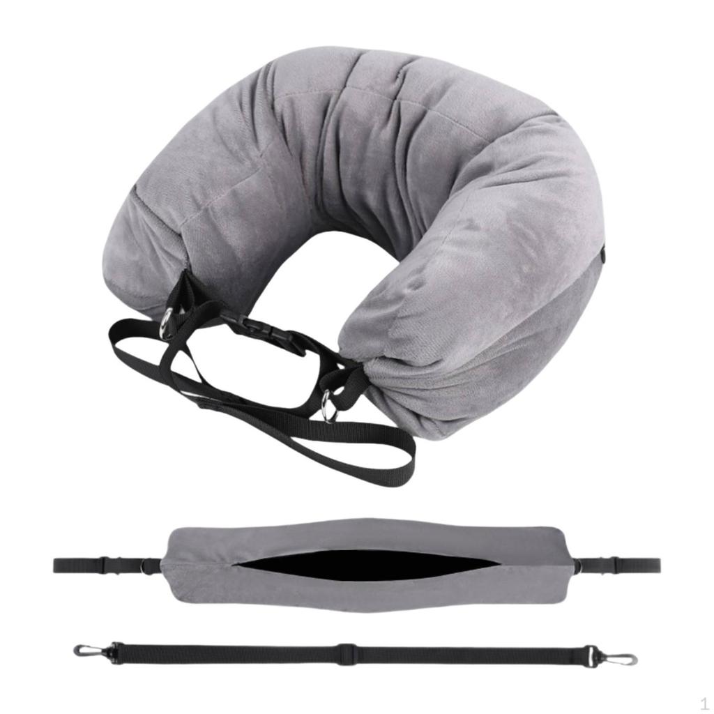 Stuffable Neck Pillow Adjustable Straps Multifunctional Lightweight U Shaped Gray