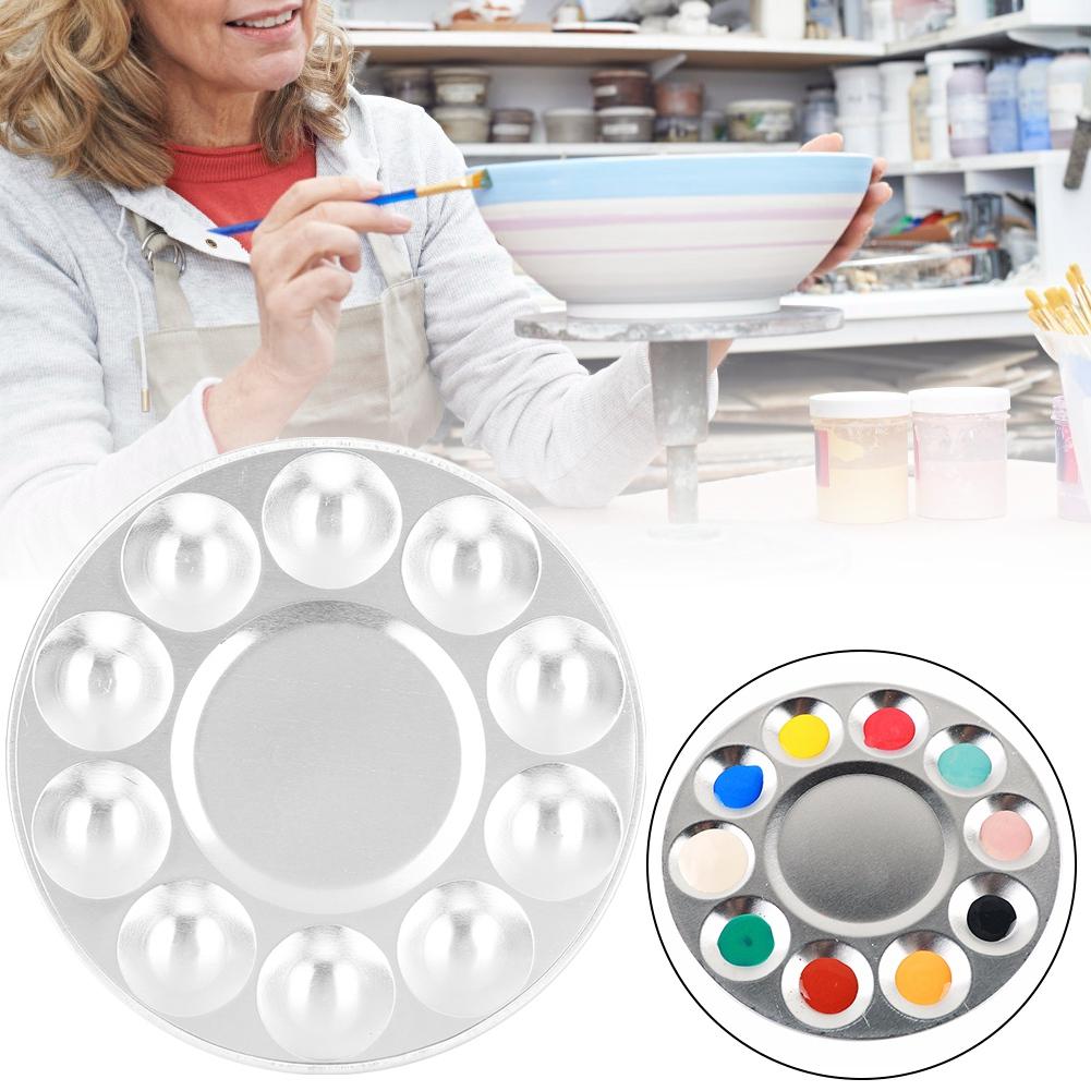 10 Grid Palette Aluminum Painting Tray Pottery Tools Art Supplies  for Craft Collection