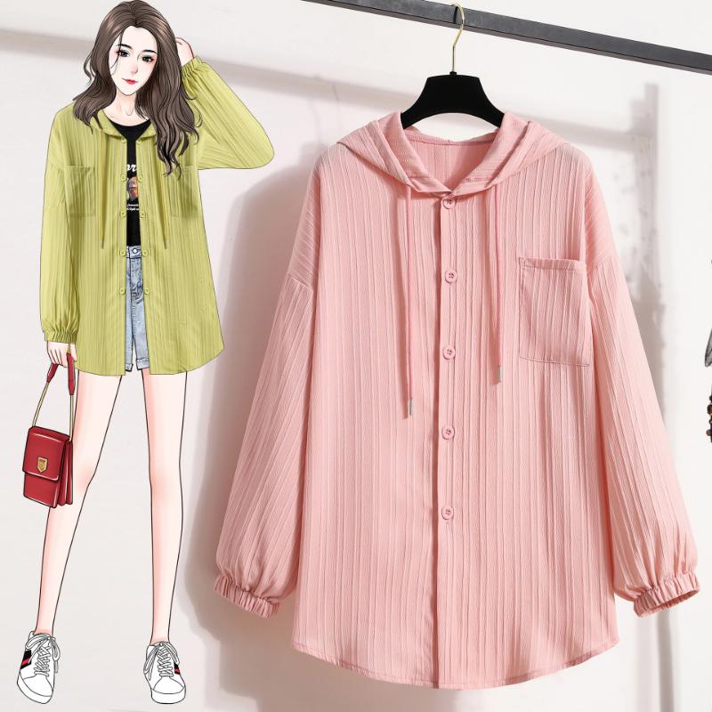 

Women s Spring and Summer Versatile Long-sleeved Sun Protection Jacket, Mid-length Loose Cardigan with Hood, Thin Style Large size L