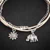 1Set Women Bohemian Beaded Elephant Sun Chain Anklet 3 Layers Jewelry