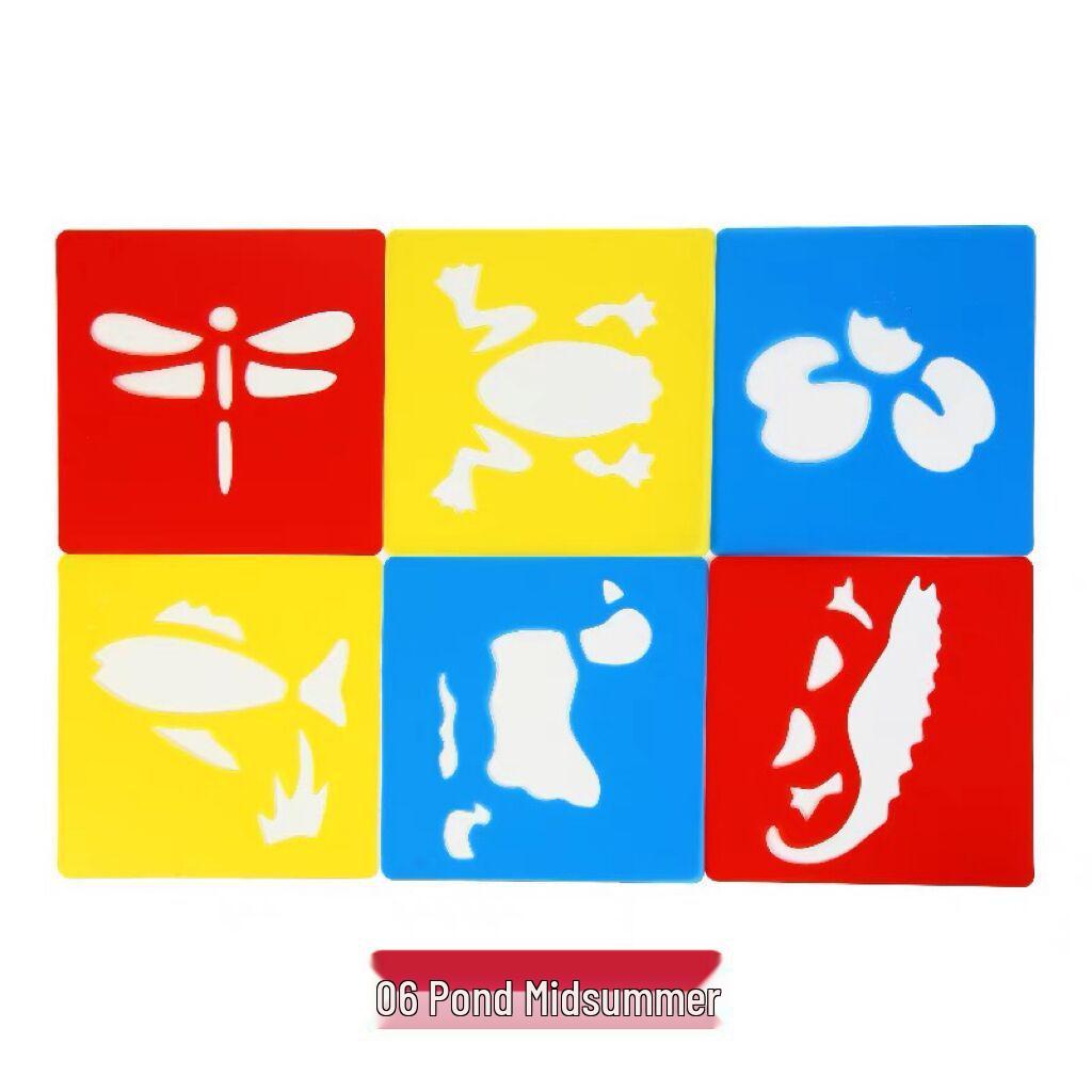 PP Kids' Painting & Drawing Stencil Set - Hollow Plastic Outline Templates for Beginners