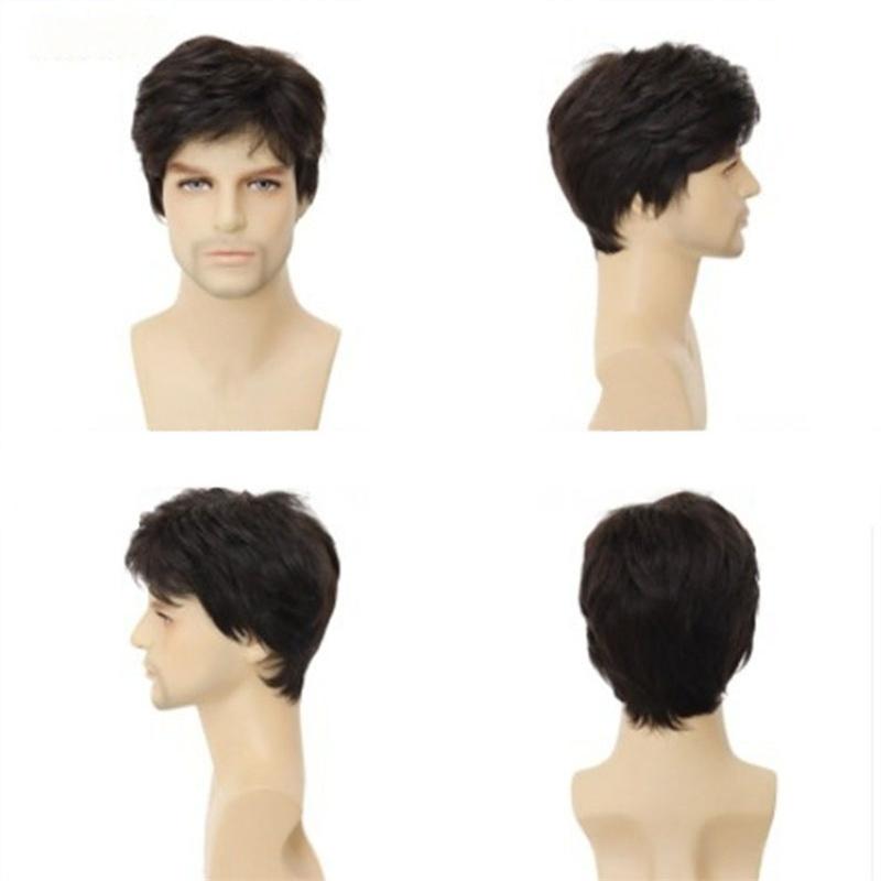 

Синтетические мужские парики Темно-коричневый Короткий Прямой Парик для Мужчин Косплей Костюм на Хэллоуин Рождество Натуральный Стиль Париков