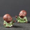 Creative Purple Clay Tea Pet Ornament Lovely Small Buddha Monk Figurine Handmade Sculpture Tea Set Decor Garden Bonsai Art