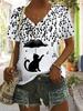 Trendy Summer Women's T Shirt Cartoon Animal Printing Casual Fashion Blouse Short Sleeve Street V-neck Women's OverSize Clothing